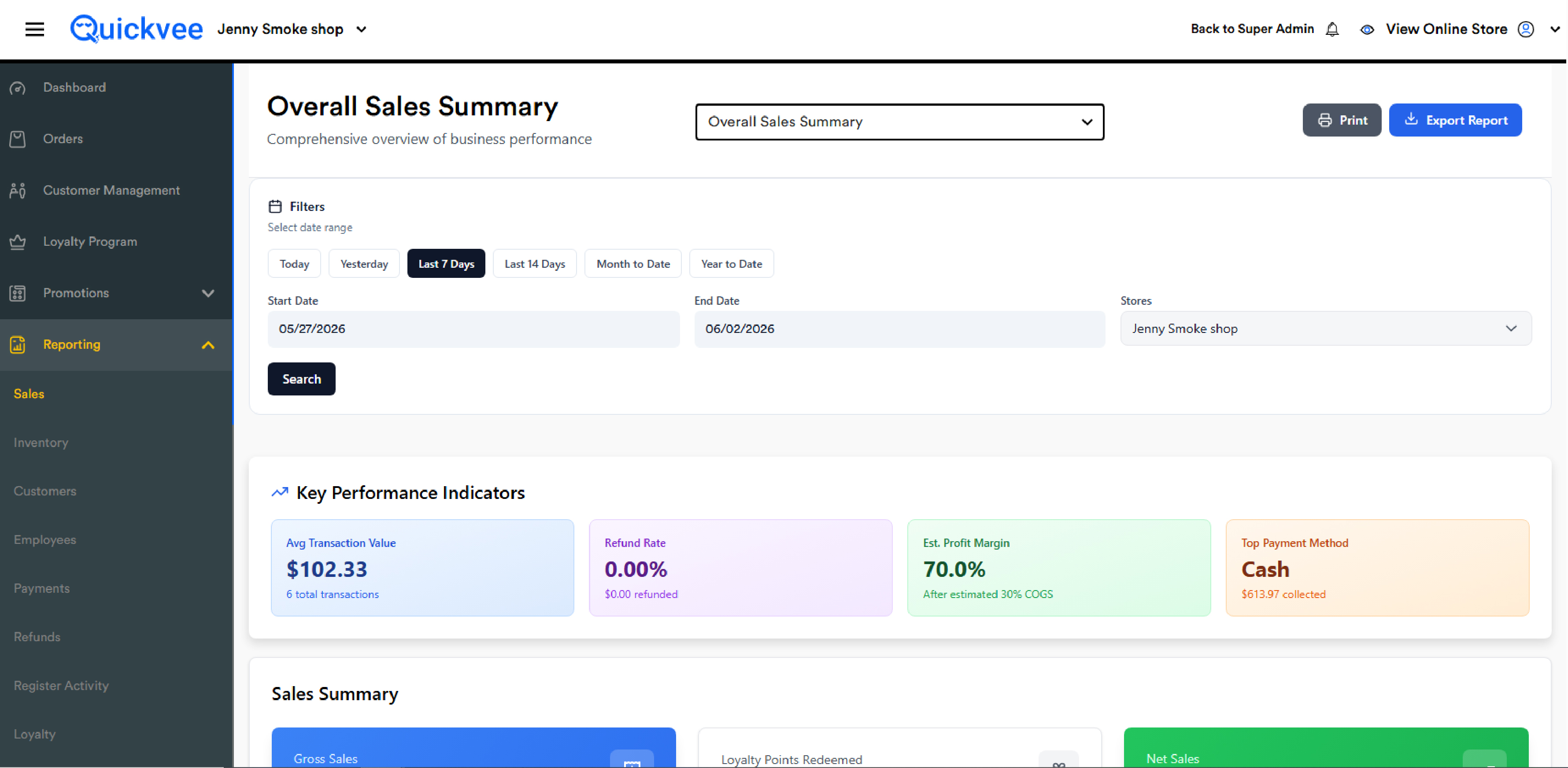 1_ Quickvee Web (merchant backend) → Reporting → Sales Reports (1)-20260602-084822.jpg