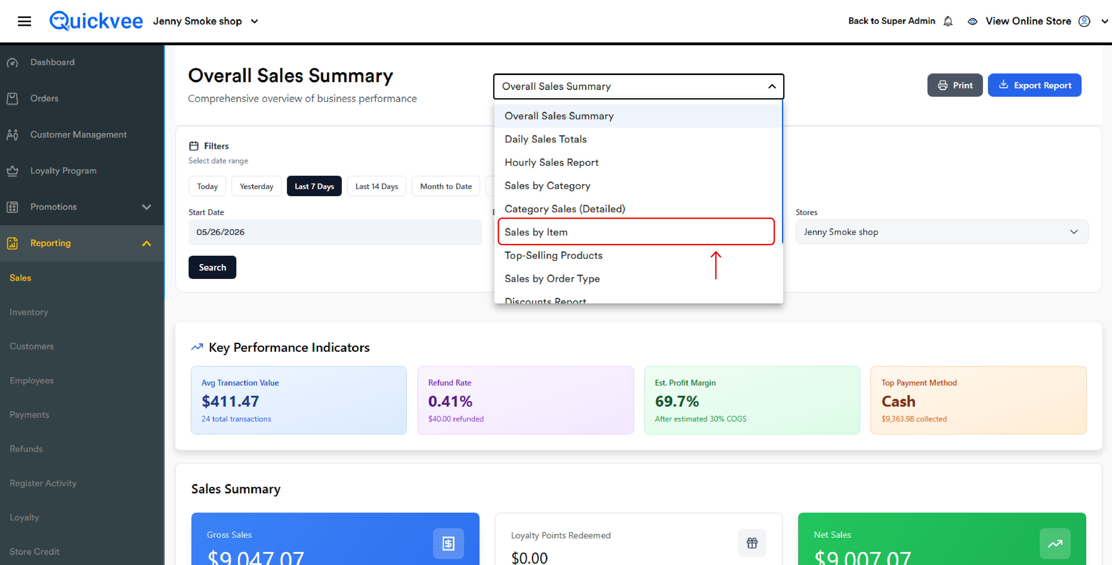 1_Sales Reports → select Sales by Item-20260602-084121.jpg