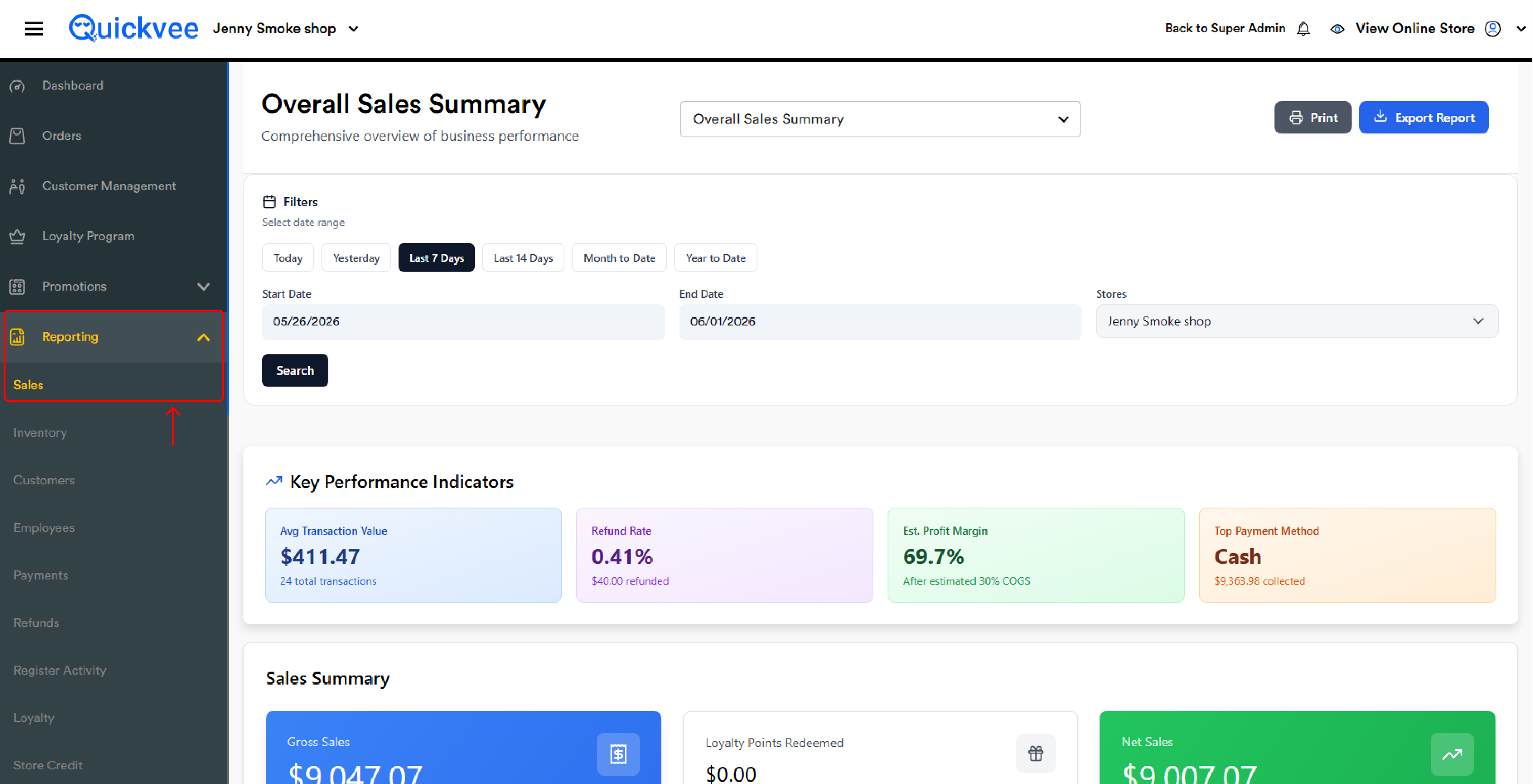 1_ Quickvee Web (merchant backend) → Reporting → Sales Reports-20260602-084058.jpg