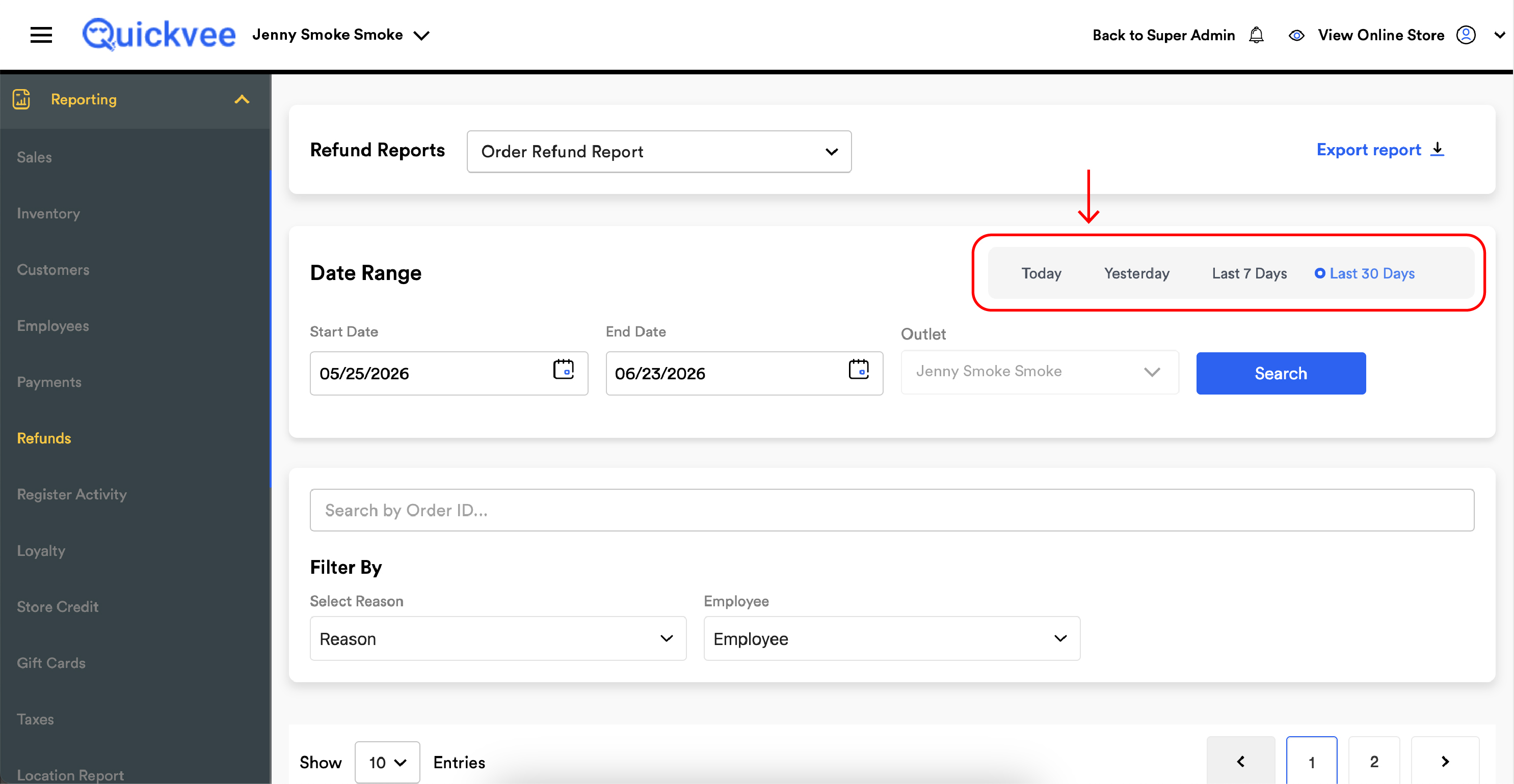Refund Reports - Order Refund Report_Quick range buttons-20260623-071812.jpg